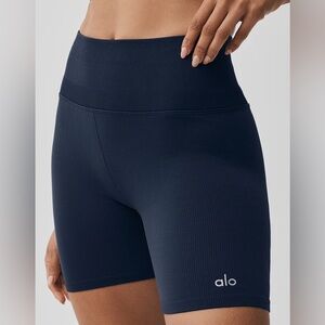 ALO Yoga Dark Blue High-Waisted Biker Shorts